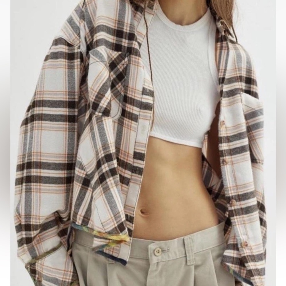 BDG Urban Outfitters Robbie Spliced Flannel Shirt Womens Small Plaid Oversized S